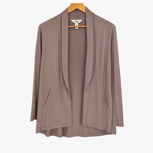 Soma Pima Cotton Modal Open Front Cardigan in Taupe– Size Large